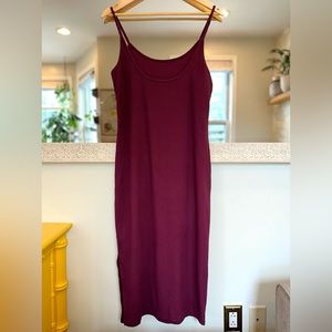 Wild Fable Midi Ribbed Purple Body-con Dress w/ Spaghetti Straps - XL
